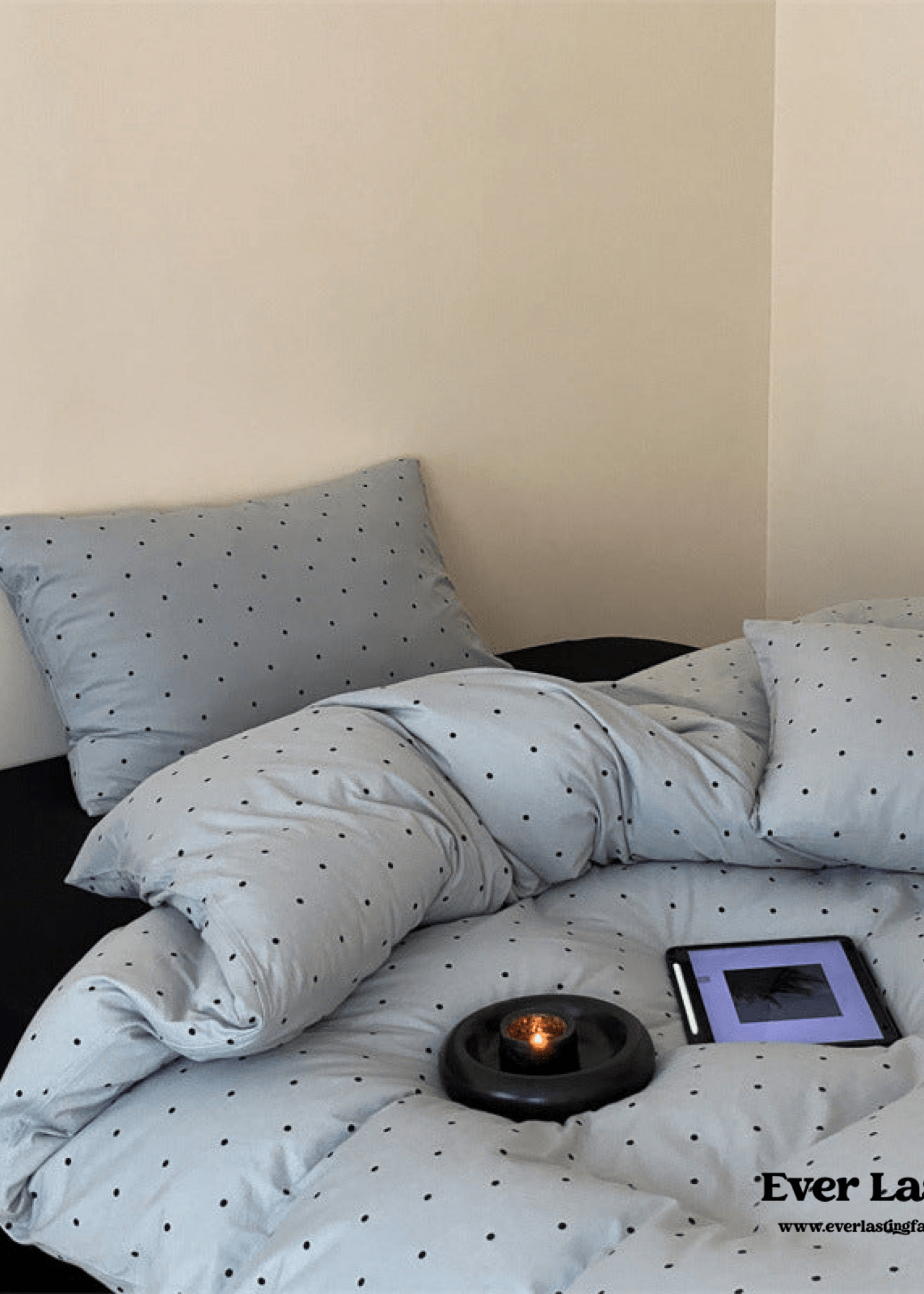  - Ever Lasting - Mini Polka Dot Jersey Knit Bedding Set / Black + Pink - Bedding Set - Ever Lasting