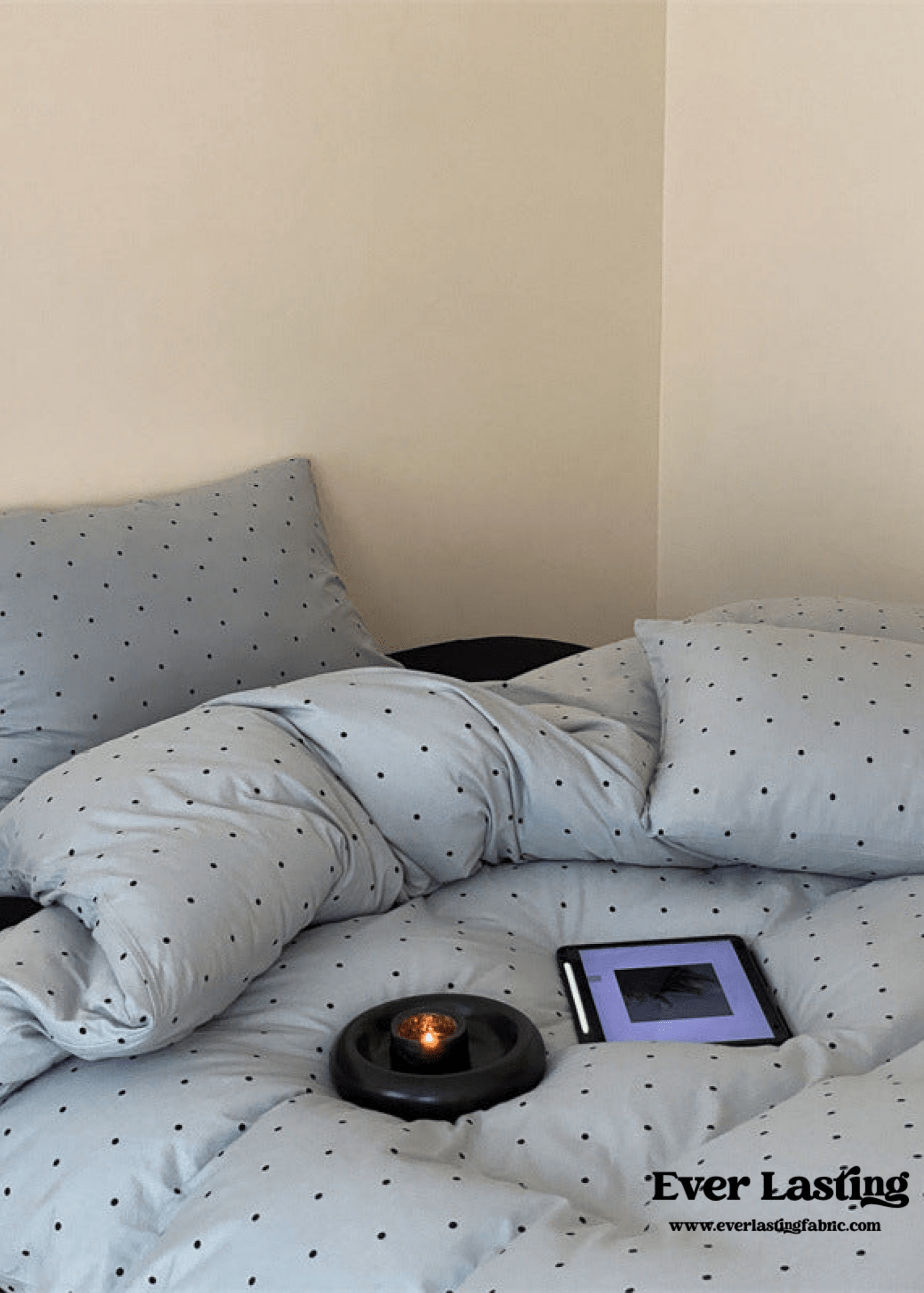 Mini Polka Dot Jersey Knit Bedding Set / Blue + Black - Ever Lasting