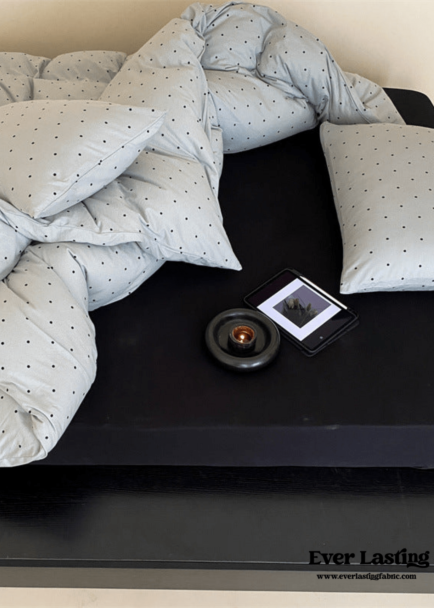 Mini Polka Dot Jersey Knit Bedding Set / Blue + Black - Ever Lasting