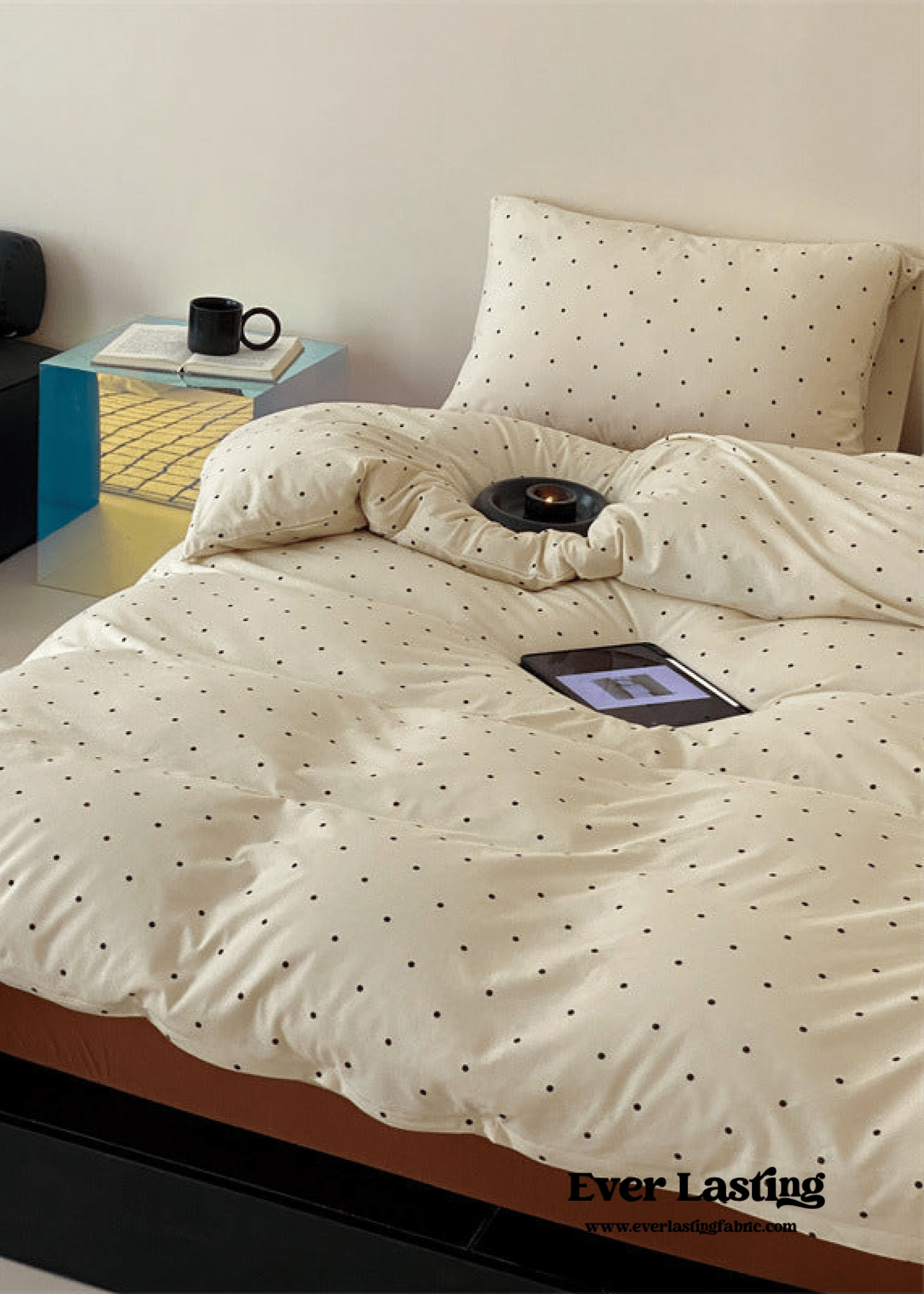  - Ever Lasting - Mini Polka Dot Jersey Knit Bedding Set / Blue + Black - Bedding Set - Ever Lasting