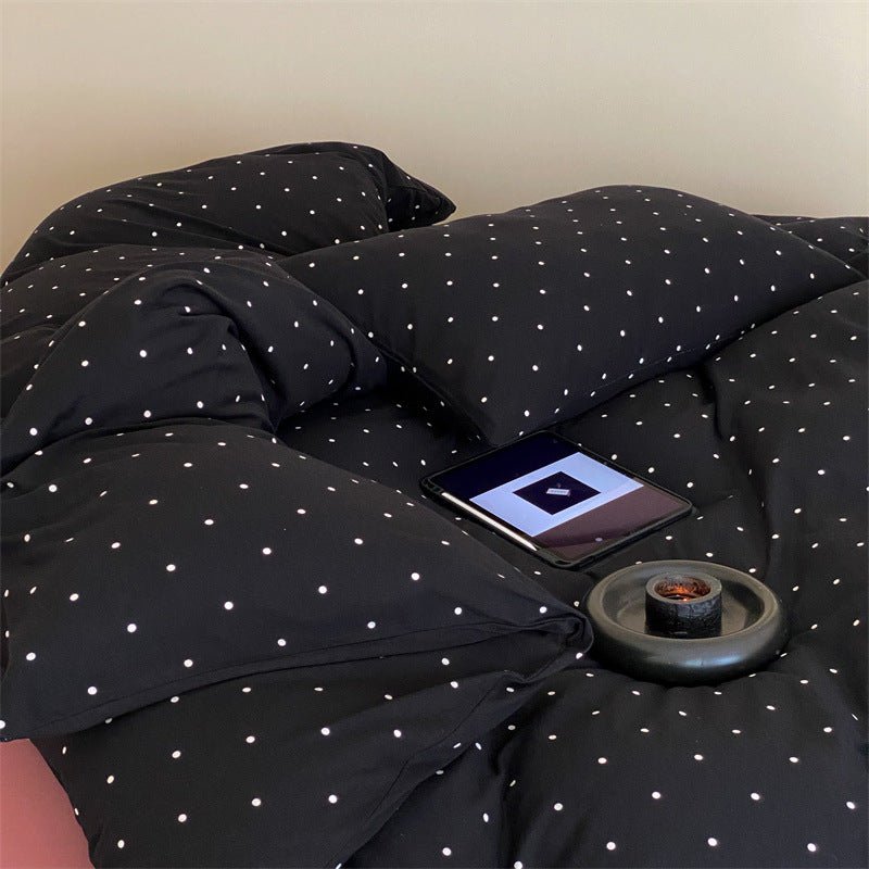  - Ever Lasting - Mini Polka Dot Jersey Knit Bedding Set / Blue + Black - Bedding Set - Ever Lasting