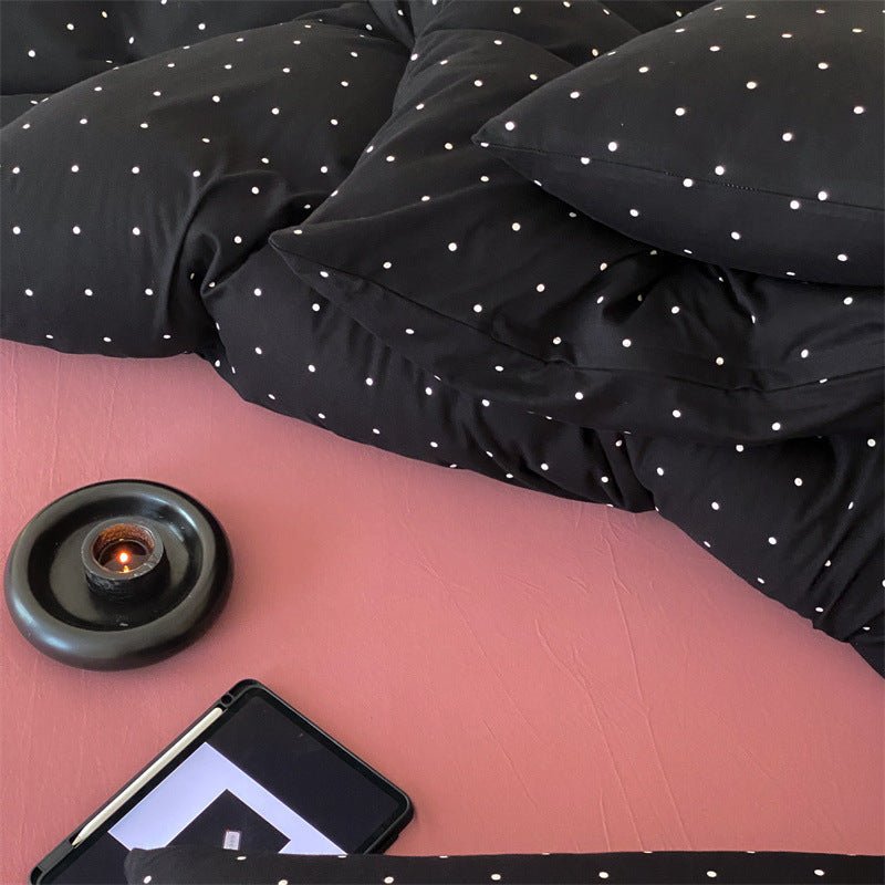  - Ever Lasting - Mini Polka Dot Jersey Knit Bedding Set / Blue + Black - Bedding Set - Ever Lasting