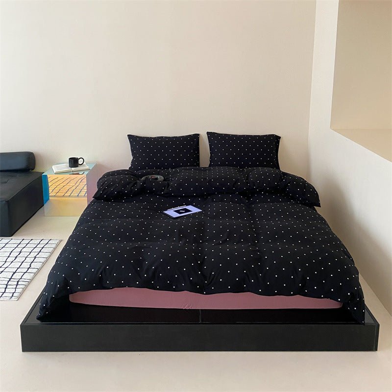  - Ever Lasting - Mini Polka Dot Jersey Knit Bedding Set / Blue + Black - Bedding Set - Ever Lasting
