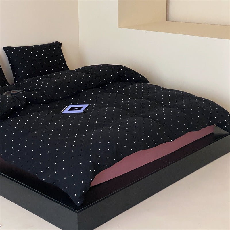  - Ever Lasting - Mini Polka Dot Jersey Knit Bedding Set / Blue + Black - Bedding Set - Ever Lasting