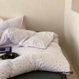 Mini Polka Dot Jersey Knit Bedding Set / Cream + Pumpkin Orange