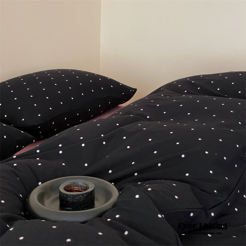 Mini Polka Dot Jersey Knit Bedding Set / White