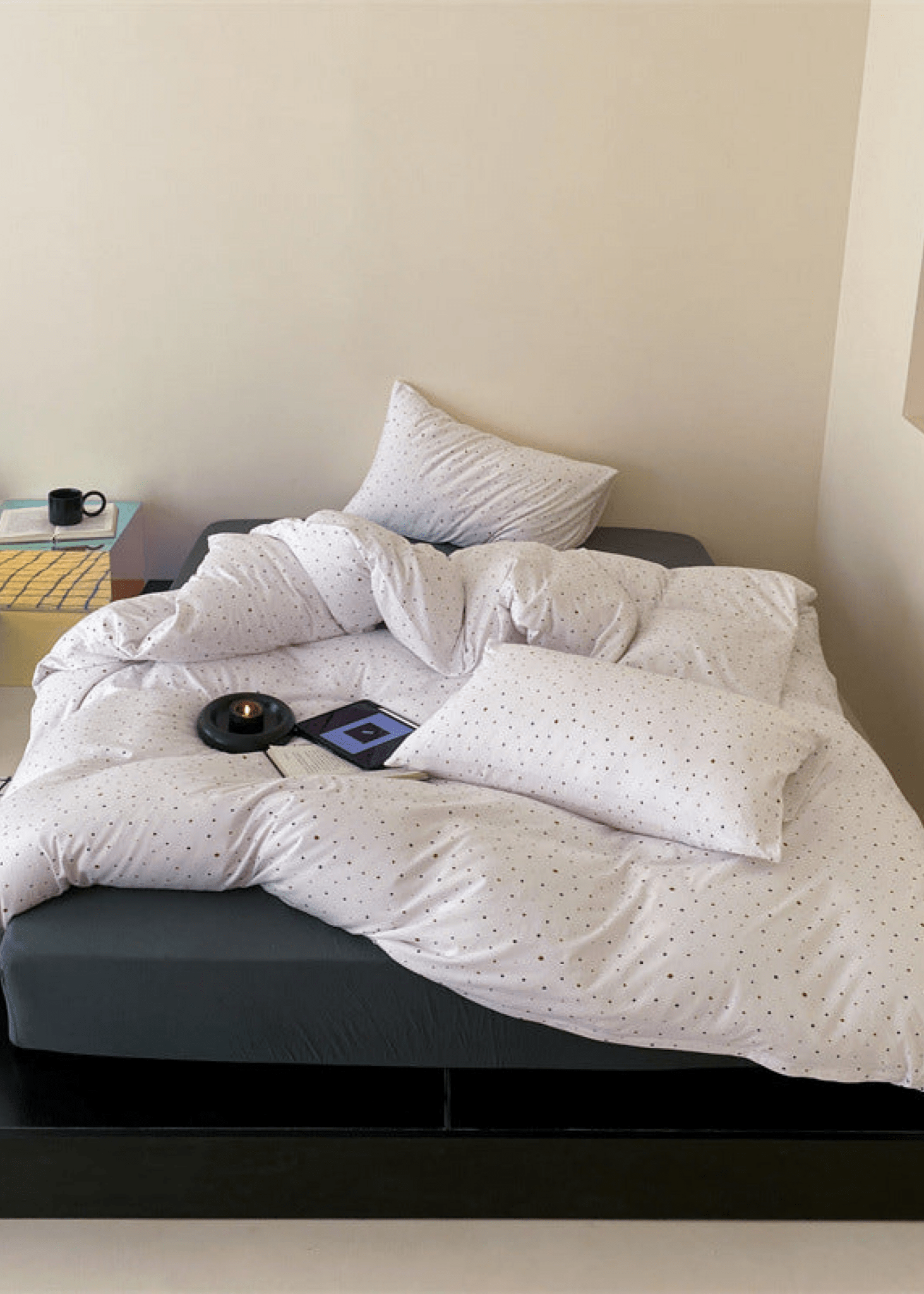 Mini Polka Dot Jersey Knit Bedding Set / White - Ever Lasting