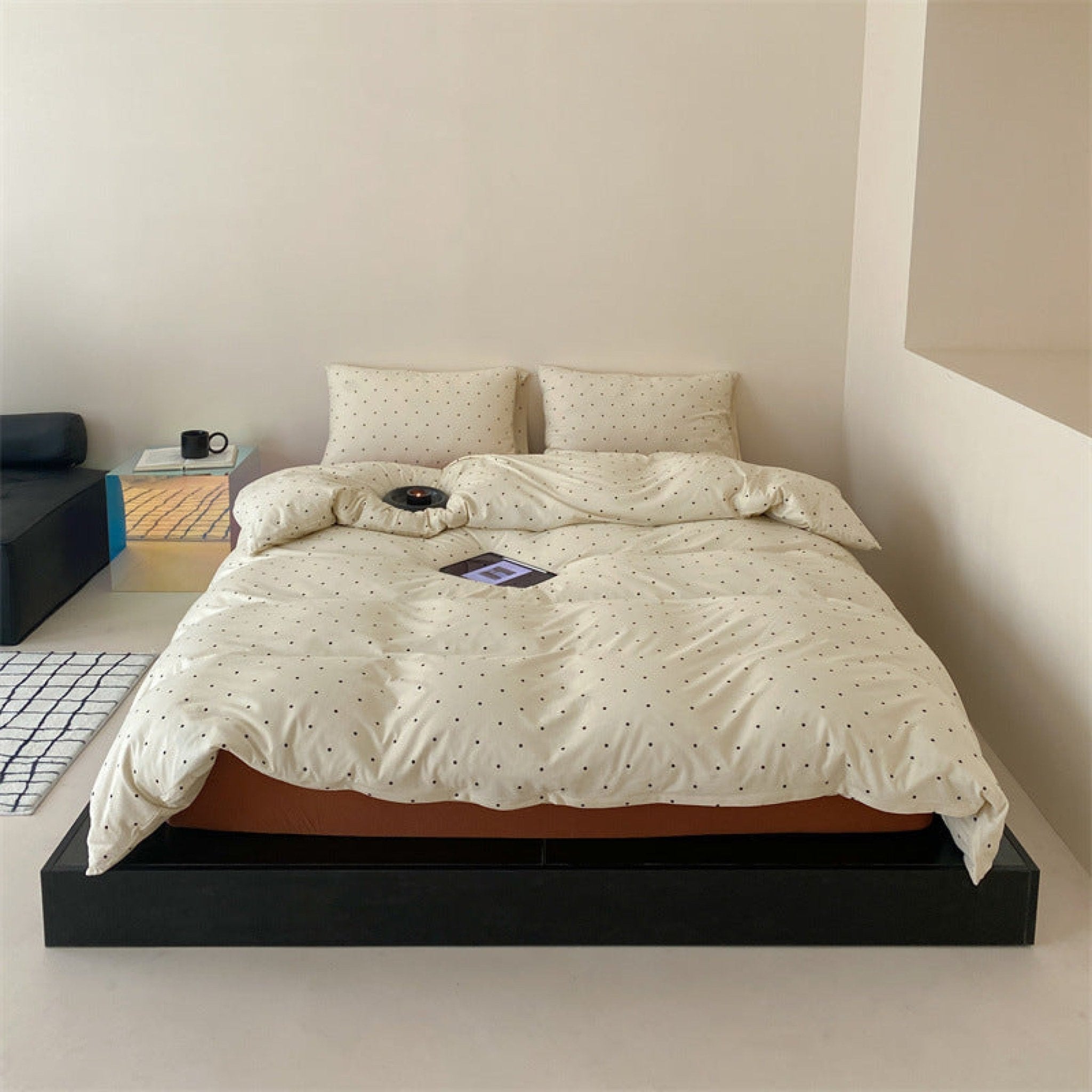 Mini Polka Dot Jersey Knit Bedding Set / White - Ever Lasting