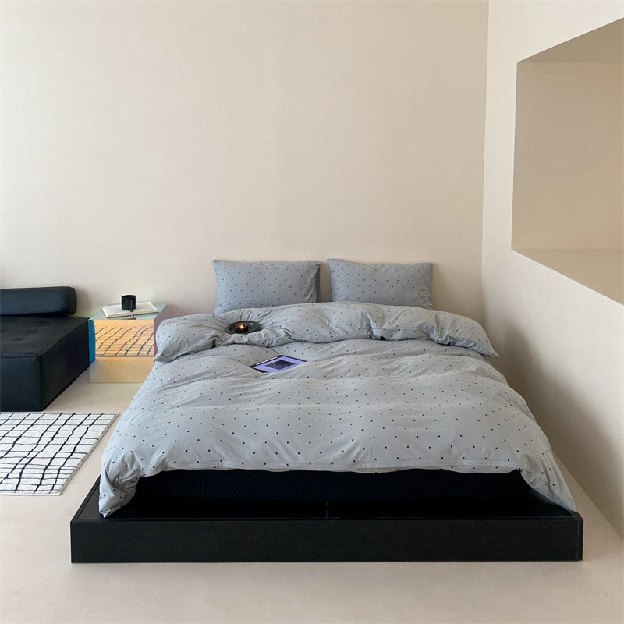 Mini Polka Dot Jersey Knit Bedding Set / White - Ever Lasting