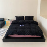 Mini Polka Dot Jersey Knit Bedding Set / White Black Small Fitted