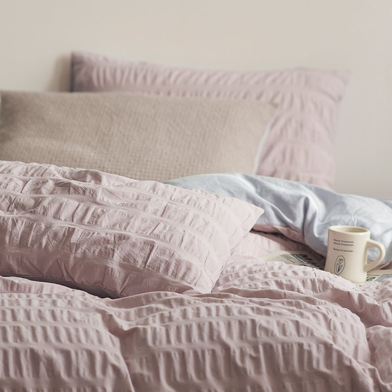  - Ever Lasting - Minimal Bubble Textured Bedding Set / Beige - Bedding Set - Ever Lasting