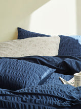 Minimal Bubble Textured Bedding Set / Blue