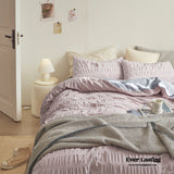 Minimal Bubble Textured Bedding Set / Blue