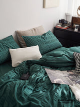 Minimal Bubble Textured Bedding Set / Blue