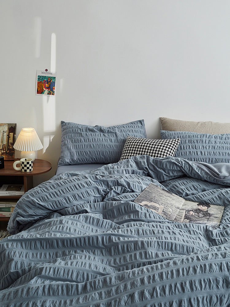  - Ever Lasting - Minimal Bubble Textured Bedding Set / Blue - Bedding Set - Ever Lasting
