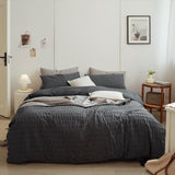 Minimal Bubble Textured Bedding Set / Blue Dark Gray Small Flat