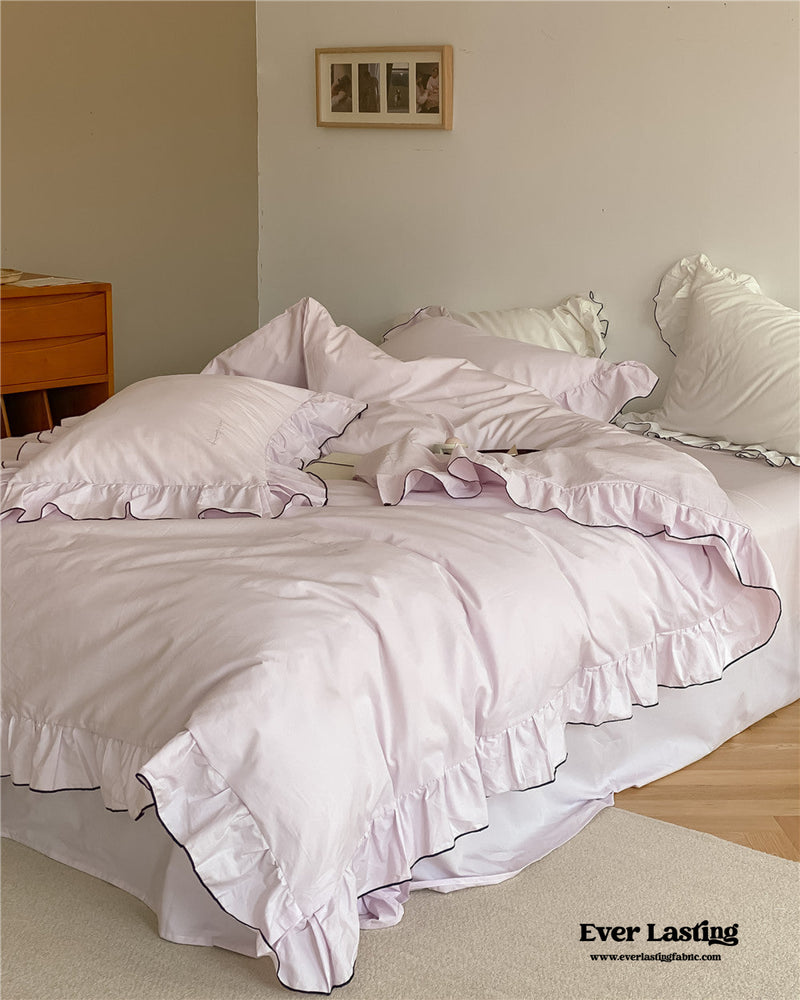 Minimal Coquette Ruffle Bedding Set / Lilac Purple
