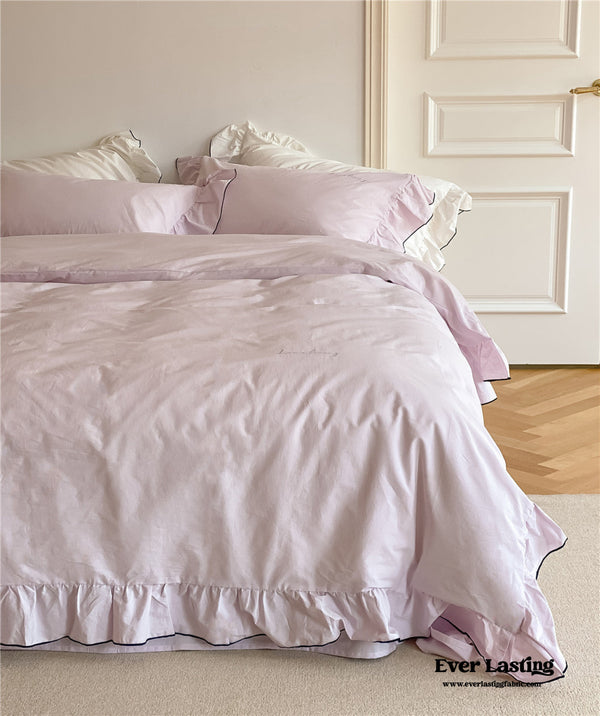 Minimal Coquette Ruffle Bedding Set / Lilac Purple