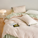 Minimal Jacquard Bedding Set / Black Pink Green Small Fitted