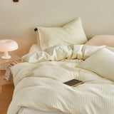 Minimal Jacquard Bedding Set / Blue Cream Small Fitted