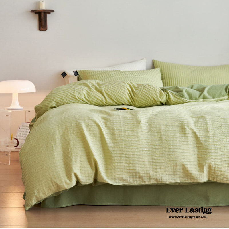 Minimal Jacquard Bedding Set / Pink Green