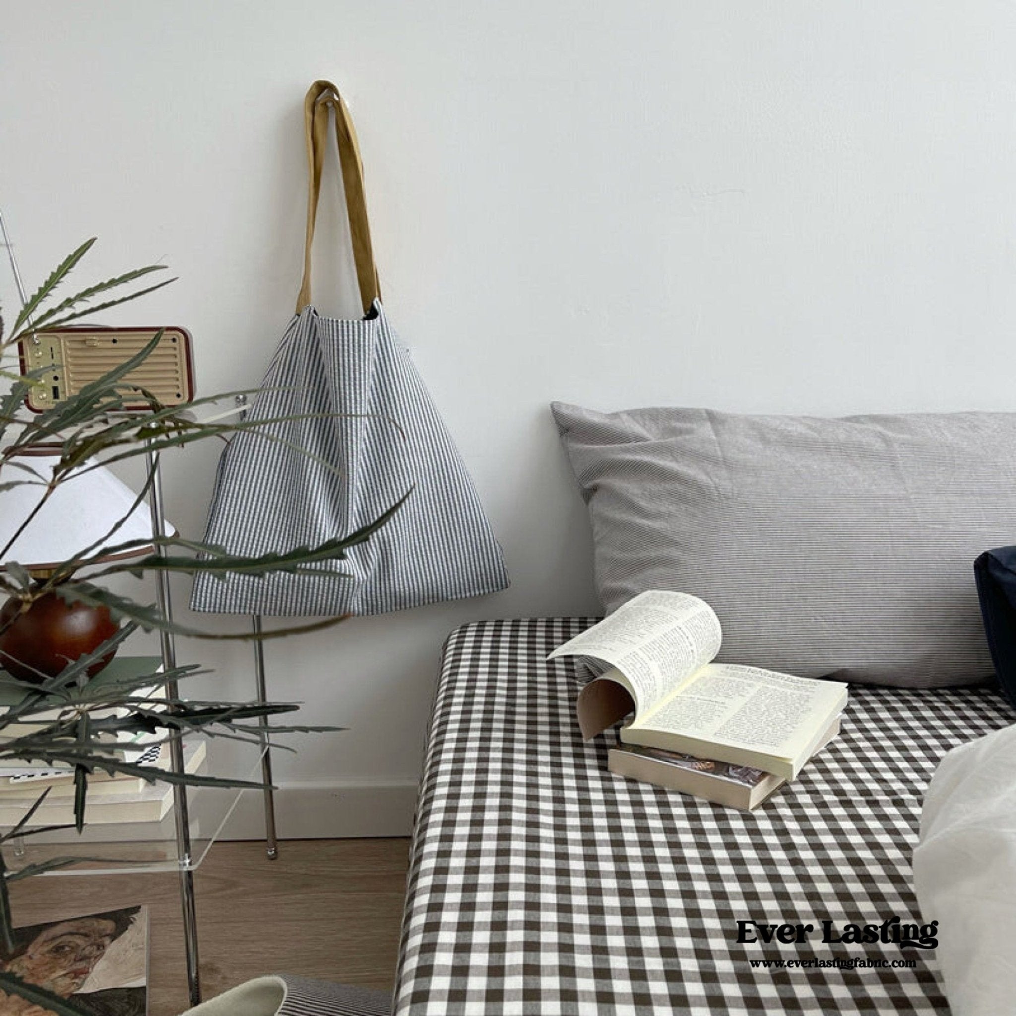 Minimal Mixed Gingham Bedding Set / Blue - Ever Lasting