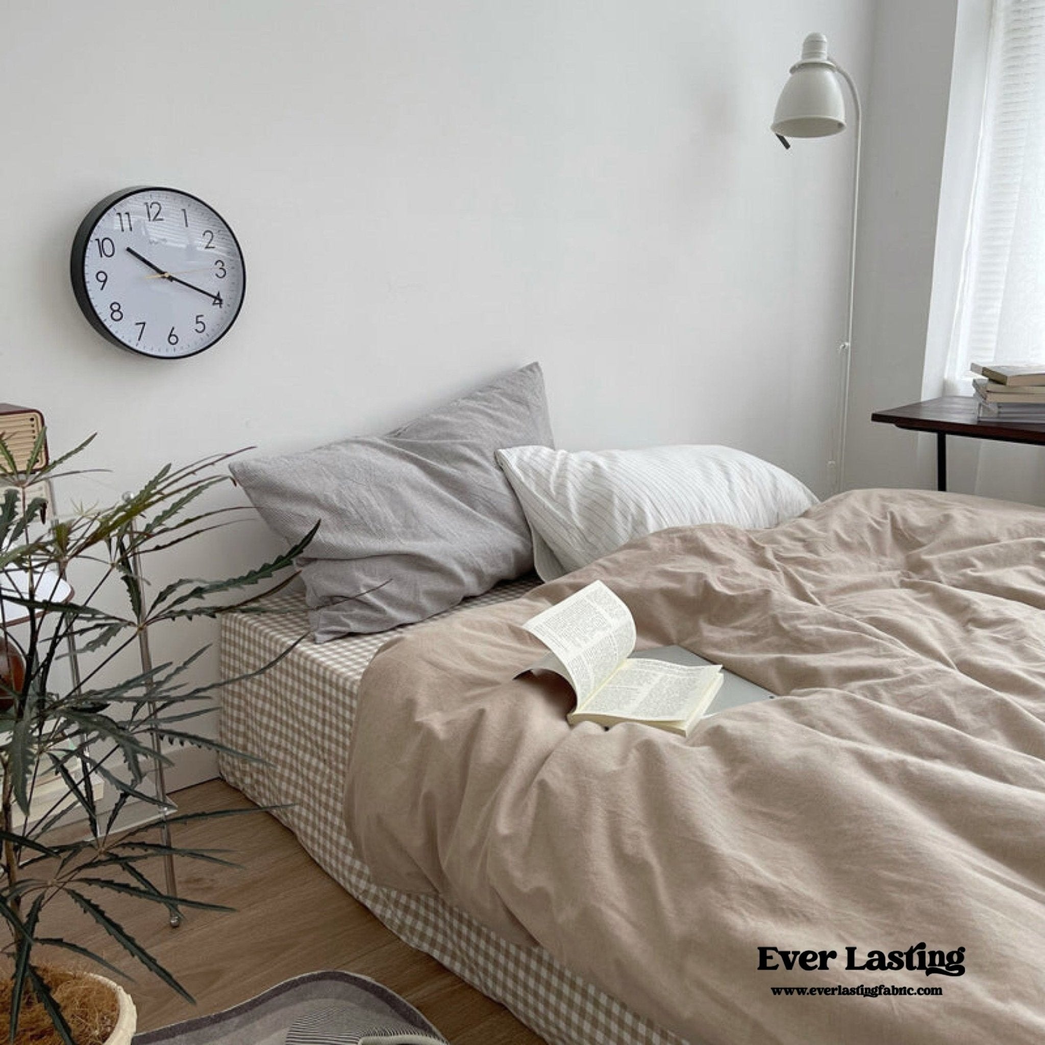 Minimal Mixed Gingham Bedding Set / Blue - Ever Lasting