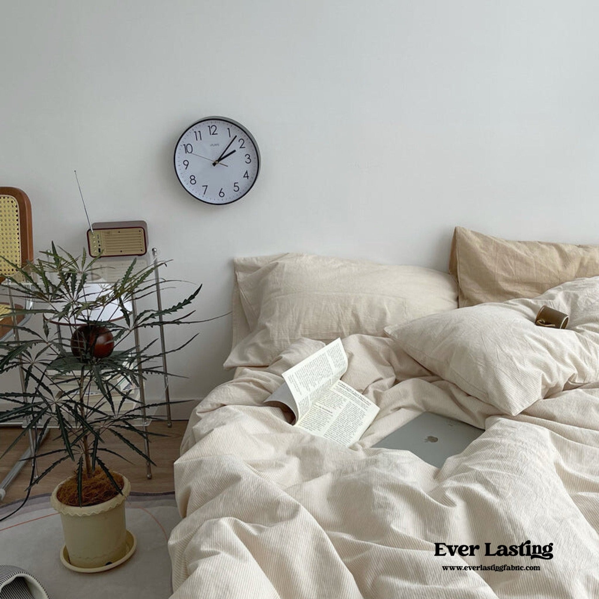 Minimal Mixed Gingham Bedding Set / Blue - Ever Lasting