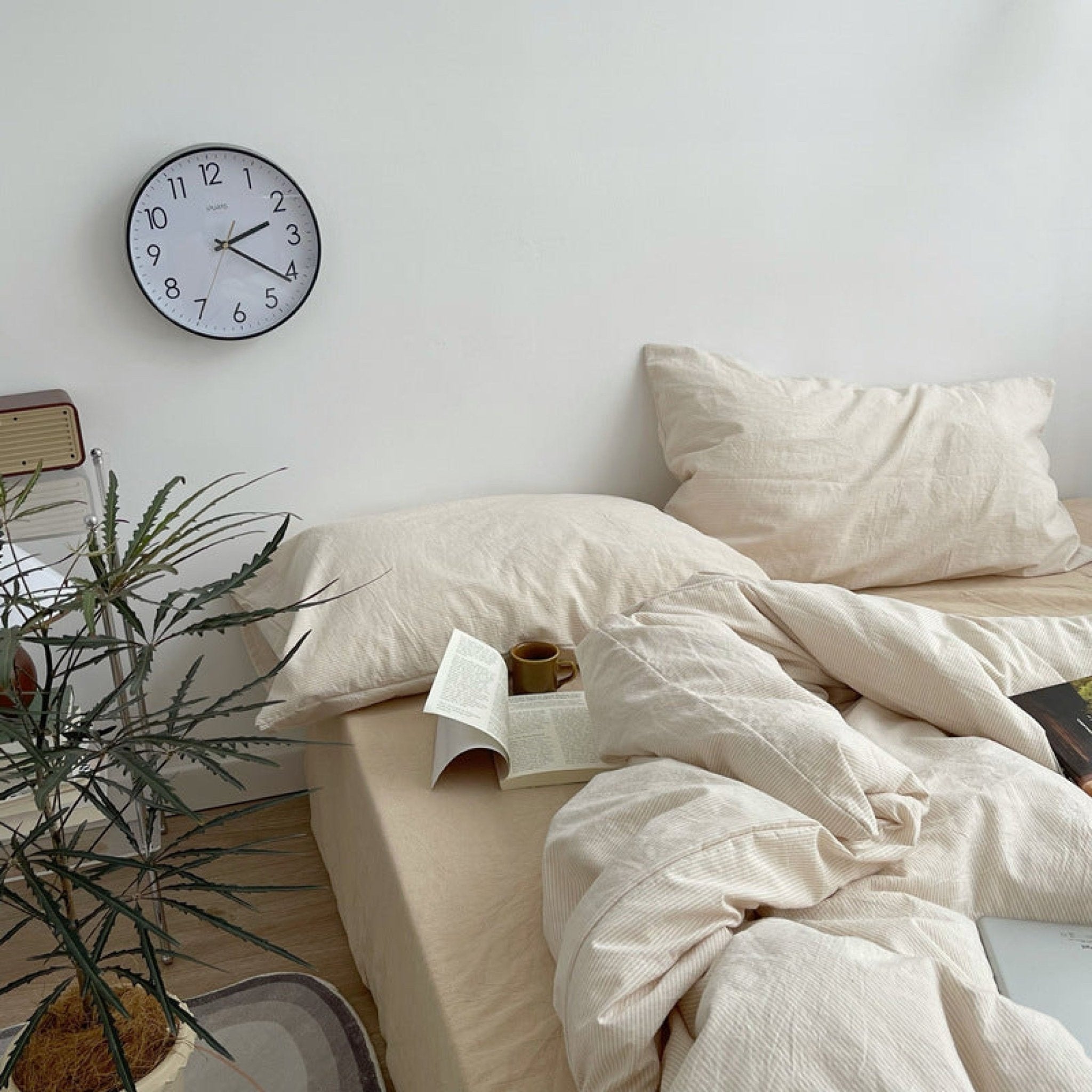 Minimal Mixed Gingham Bedding Set / Gray - Ever Lasting