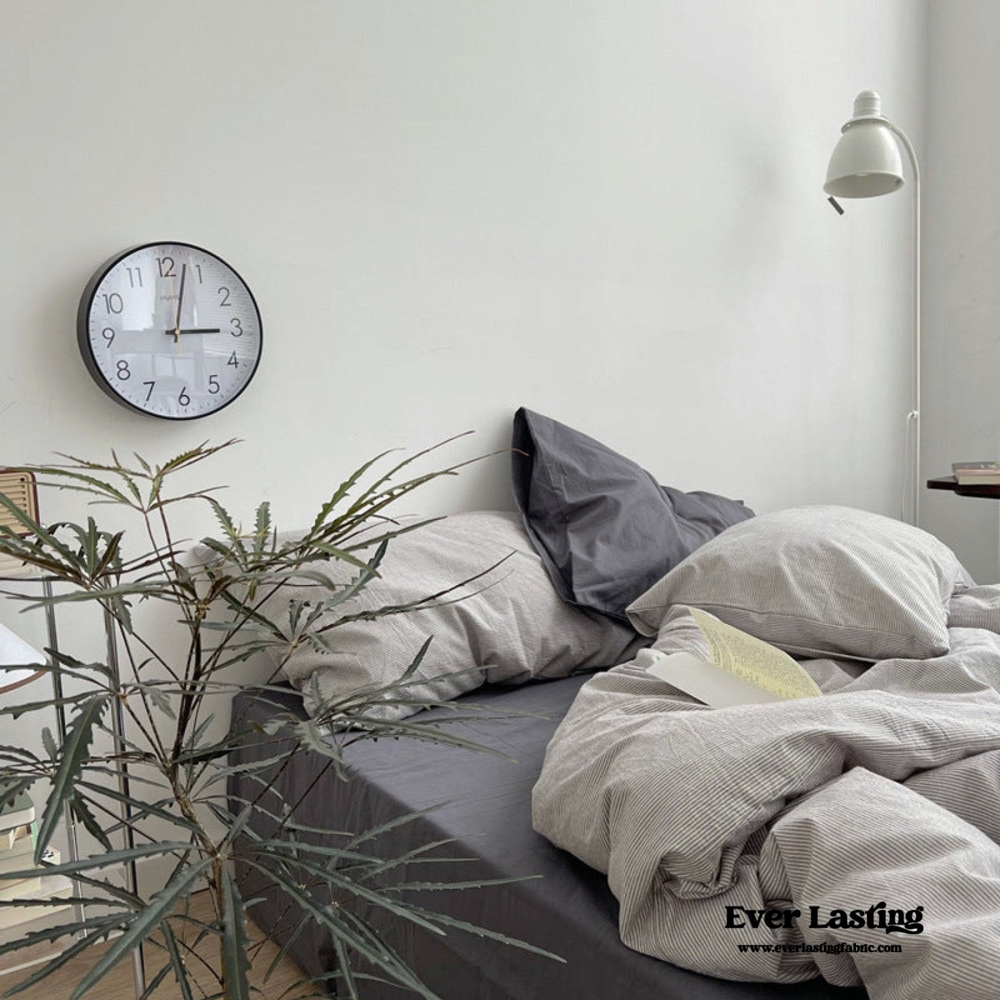 Minimal Mixed Gingham Bedding Set / Gray - Ever Lasting