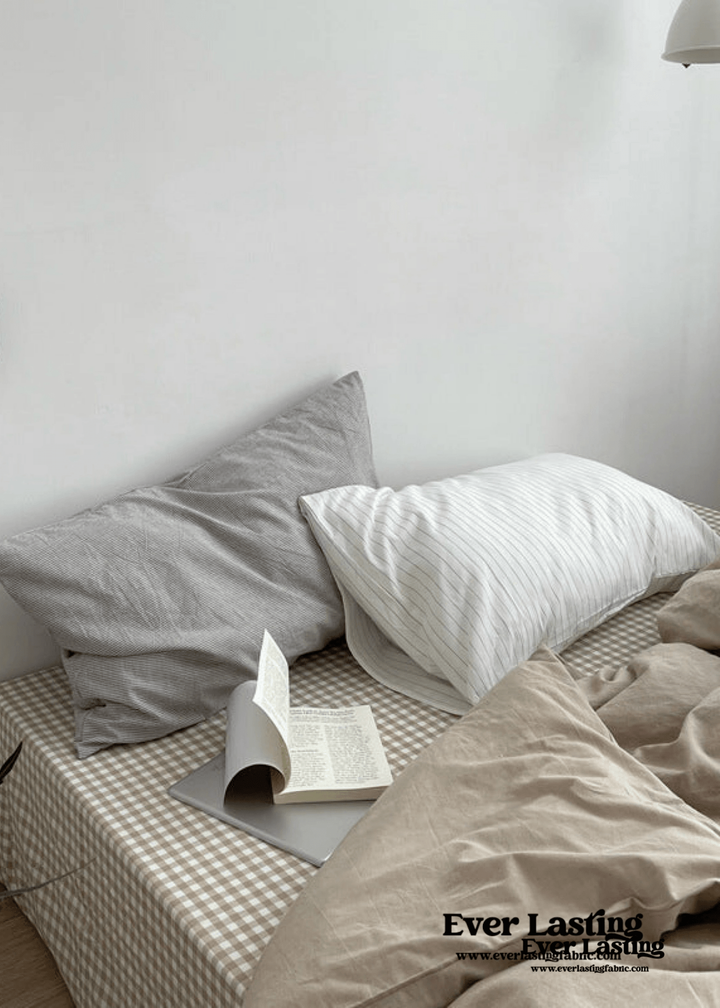 Minimal Mixed Gingham Bedding Set / Gray - Ever Lasting