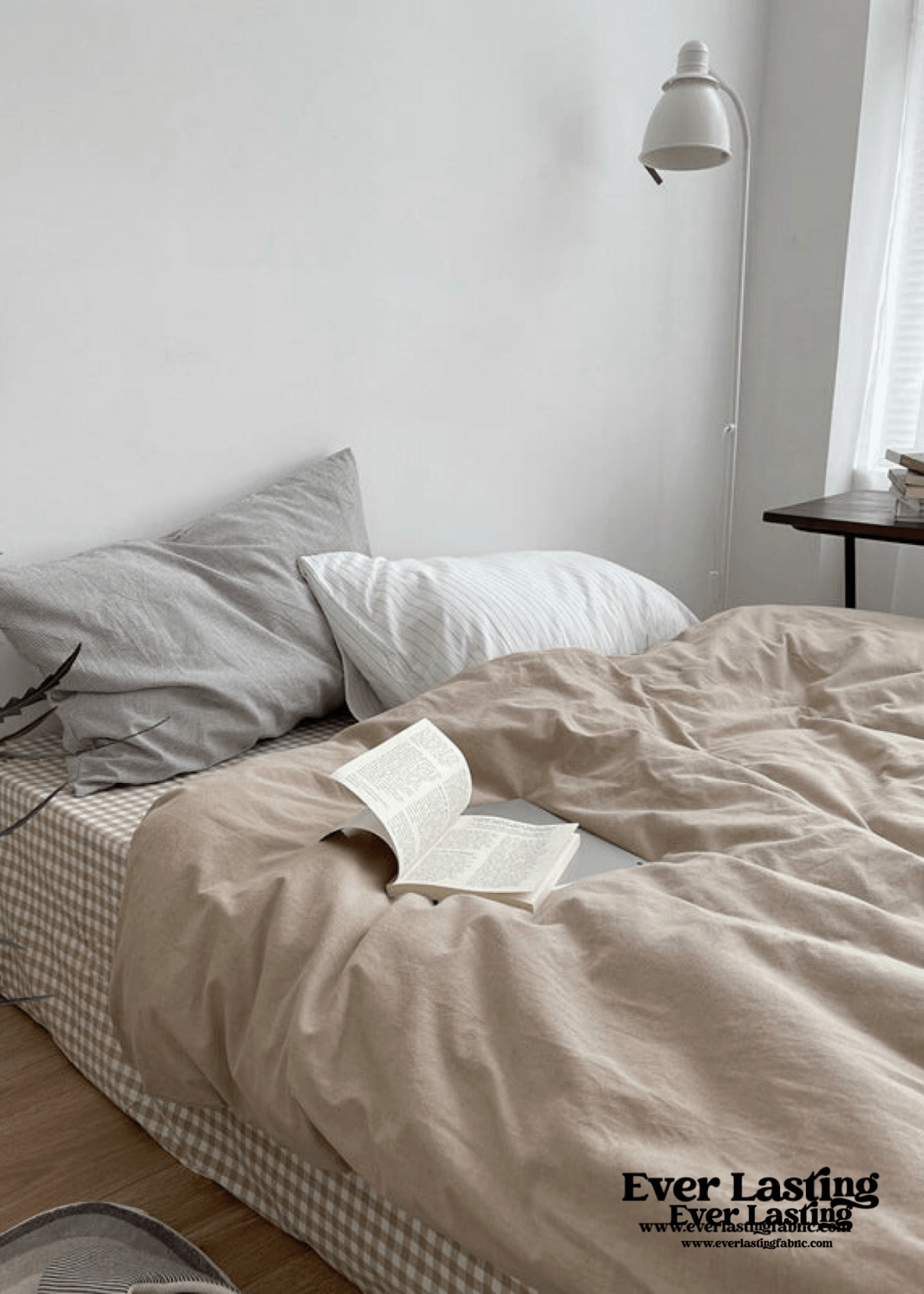 Minimal Mixed Gingham Bedding Set / Gray - Ever Lasting