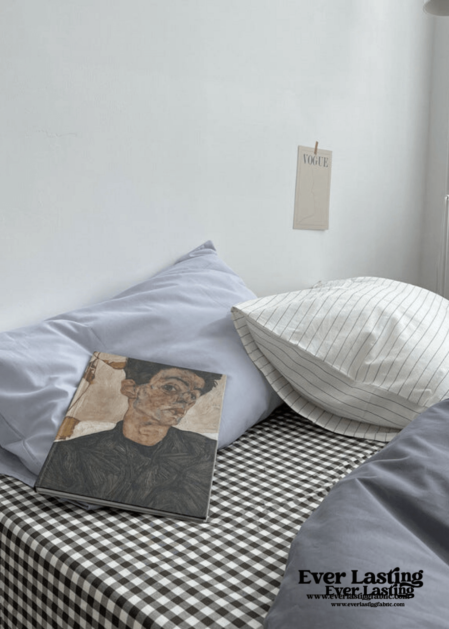 Minimal Mixed Gingham Bedding Set / White - Ever Lasting