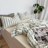 Minimal Stripe Bedding Set / Green Small Flat