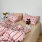 Minimal Stripe Bedding Set / Green Pink Small Flat
