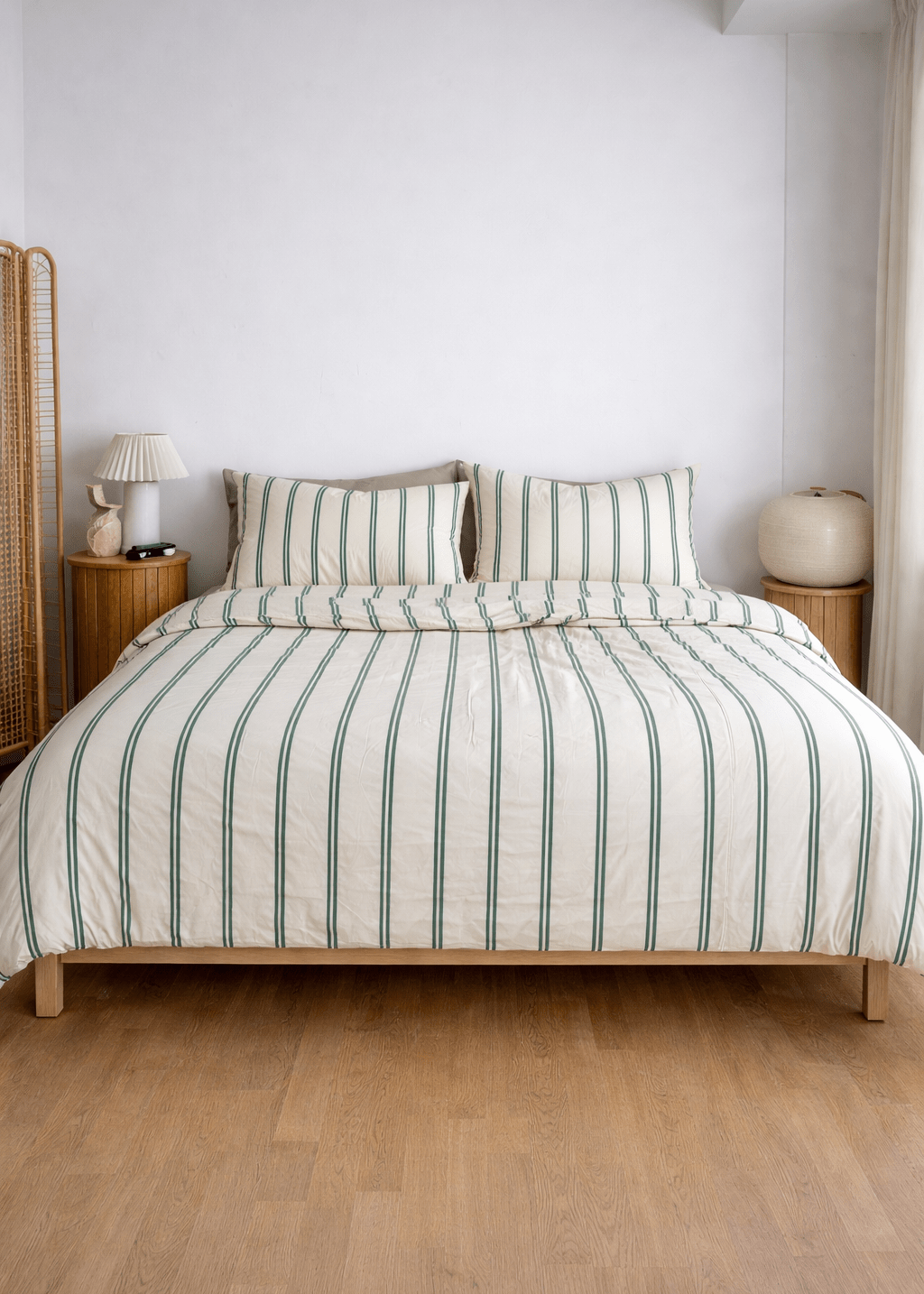  - Ever Lasting - Minimal Stripe Bedding Set / Green - Bedding Set - Ever Lasting