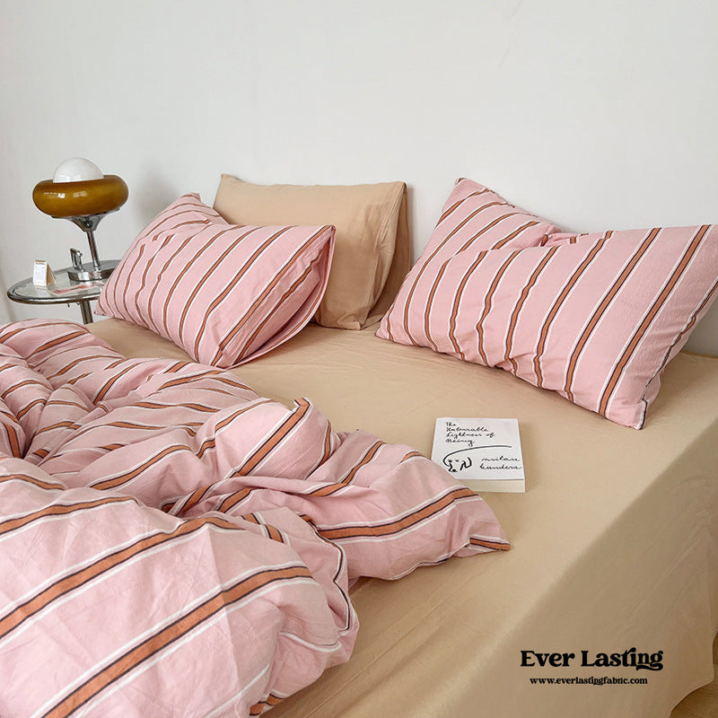 Minimal Stripe Bedding Set / Pink