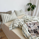 Minimal Stripe Bedding Set / Pink Green Small Flat
