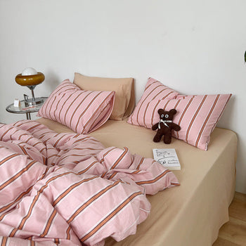 Minimal Stripe Bedding Set / Pink Small Flat
