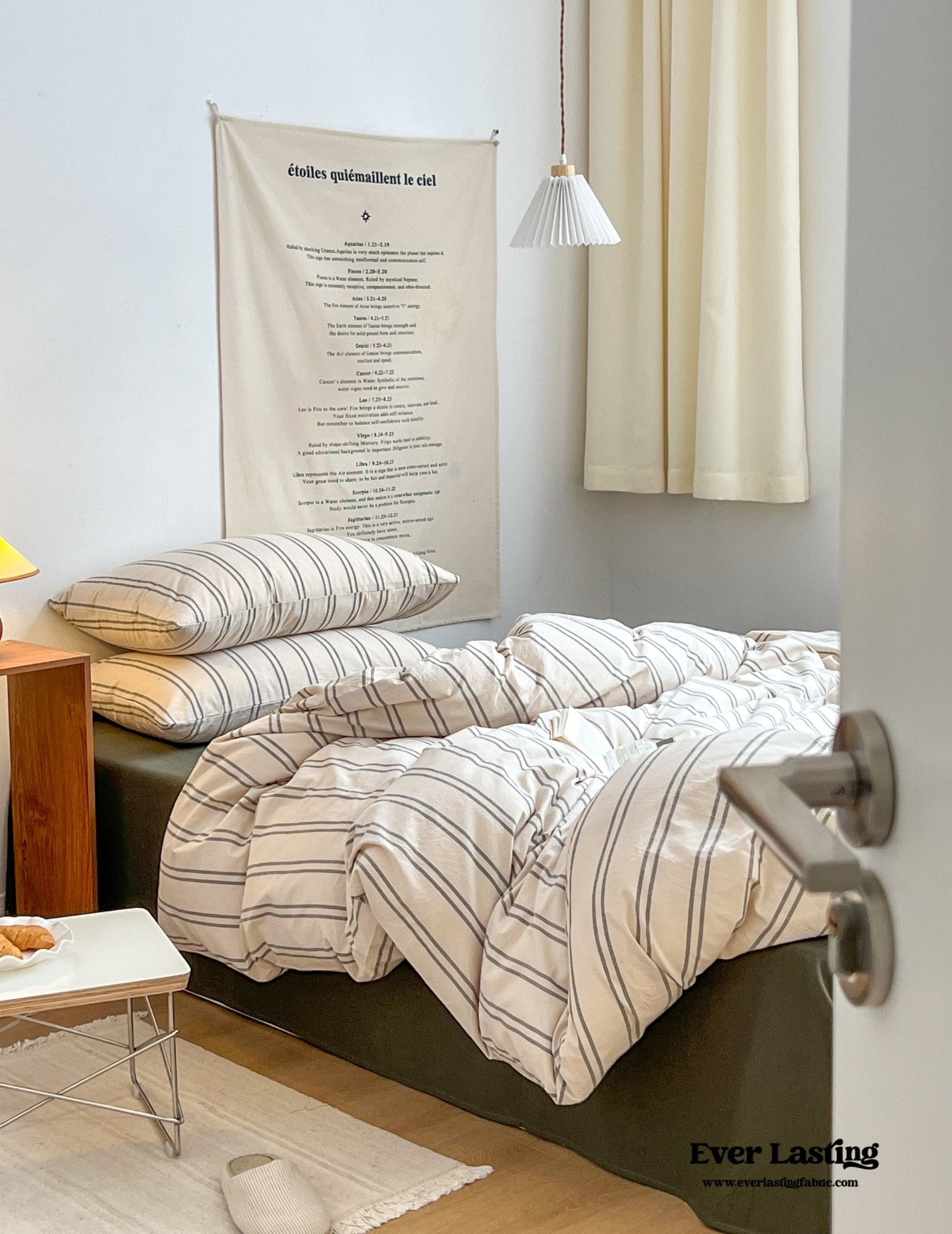 Minimal Vintage Stripe Bedding Set / Forest Green - Ever Lasting