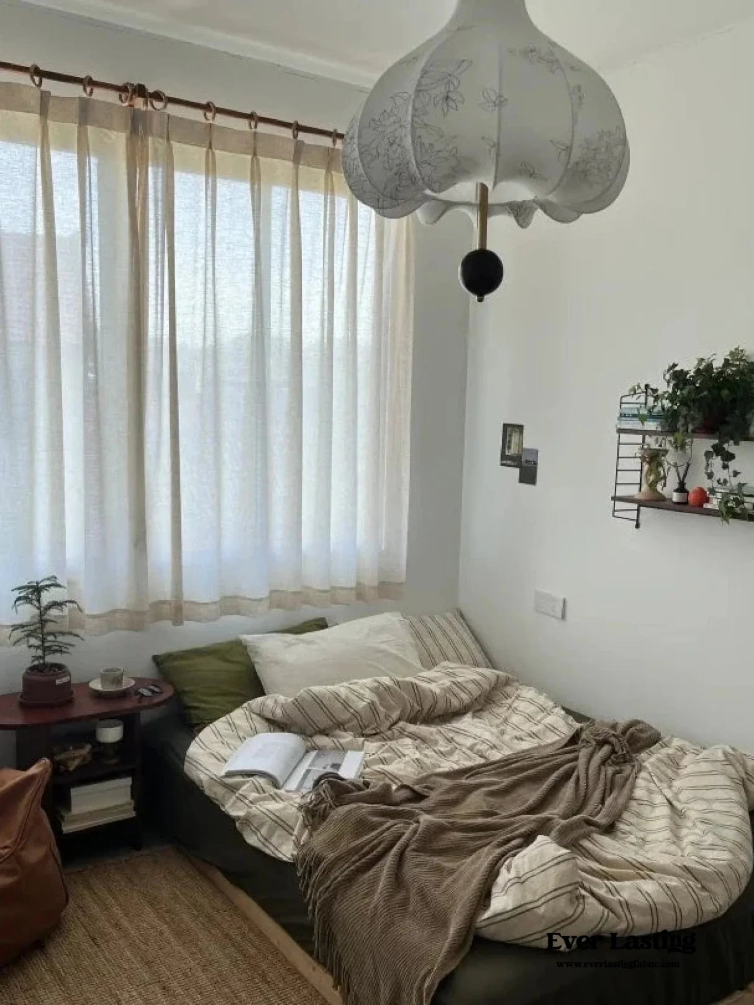 Minimal Vintage Stripe Bedding Set / Olive Green - Ever Lasting