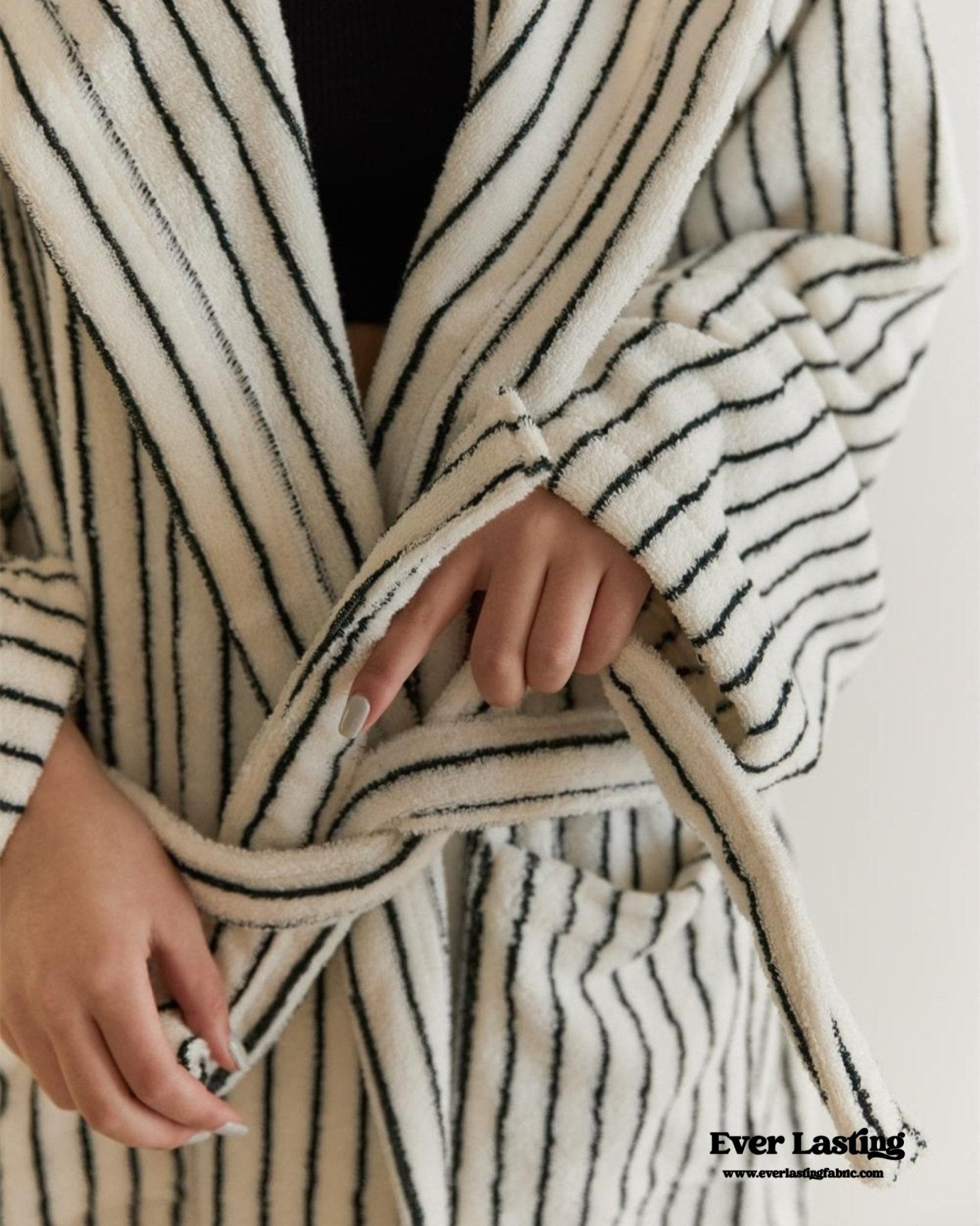 Minimalist Thin Striped Hooded Bathrobe - Ever Lasting