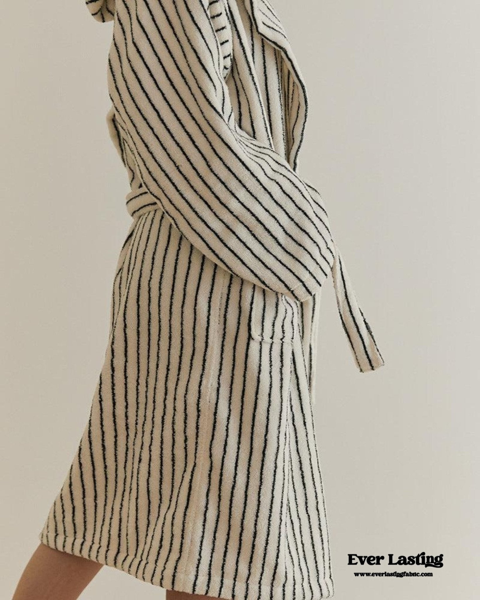 Minimalist Thin Striped Hooded Bathrobe - Ever Lasting