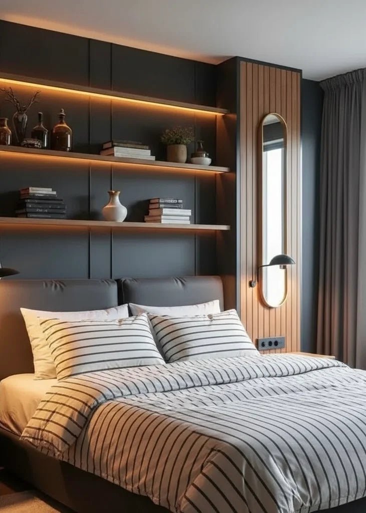  - Ever Lasting - Minimalist Vertical Stripe Bow Ties Bedding Set / Beige Custard - Bedding Set - Ever Lasting