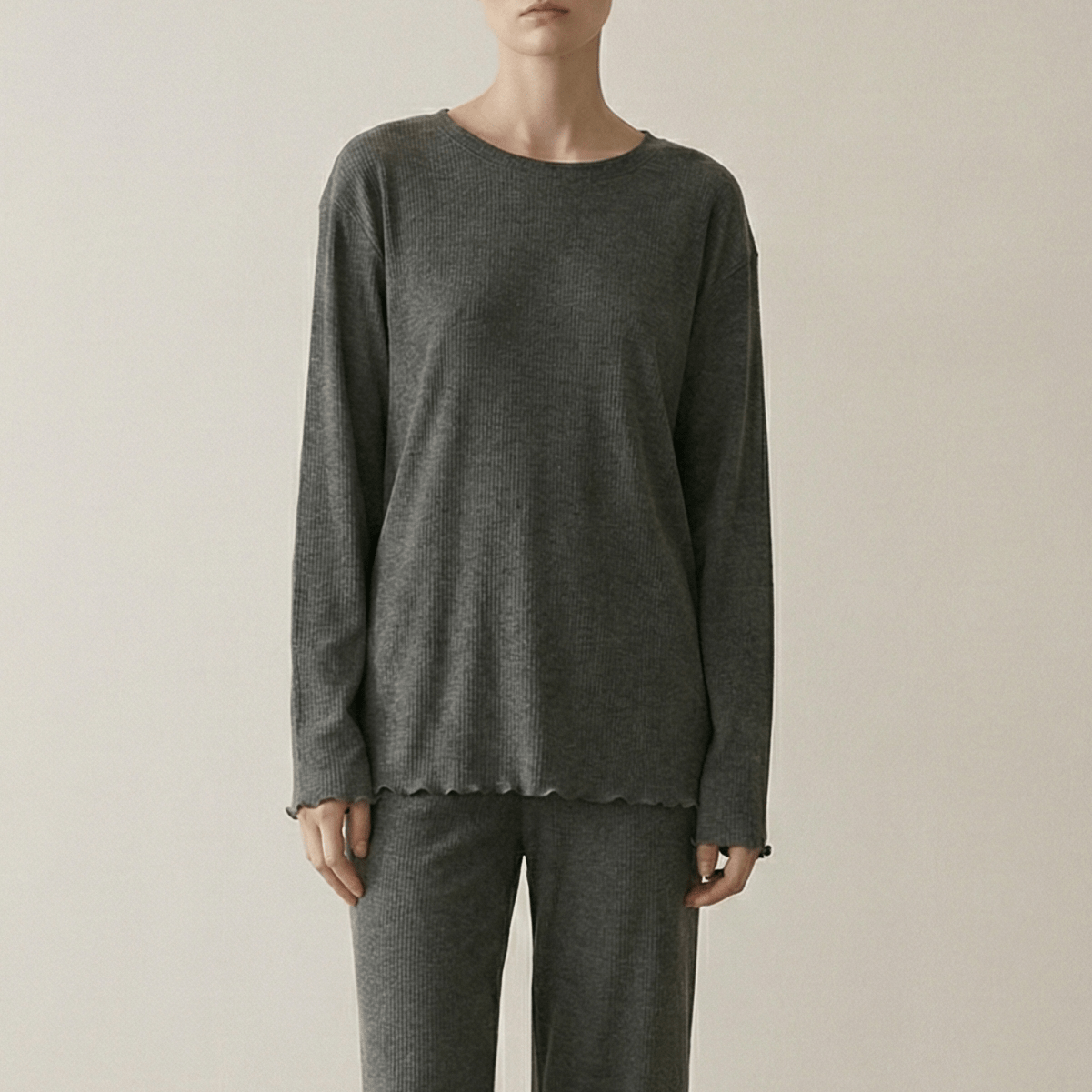  - Ever Lasting - Mira Soft Brushed Knit Lounge Set / Deep Charcoal Gray - Pajamas - Ever Lasting