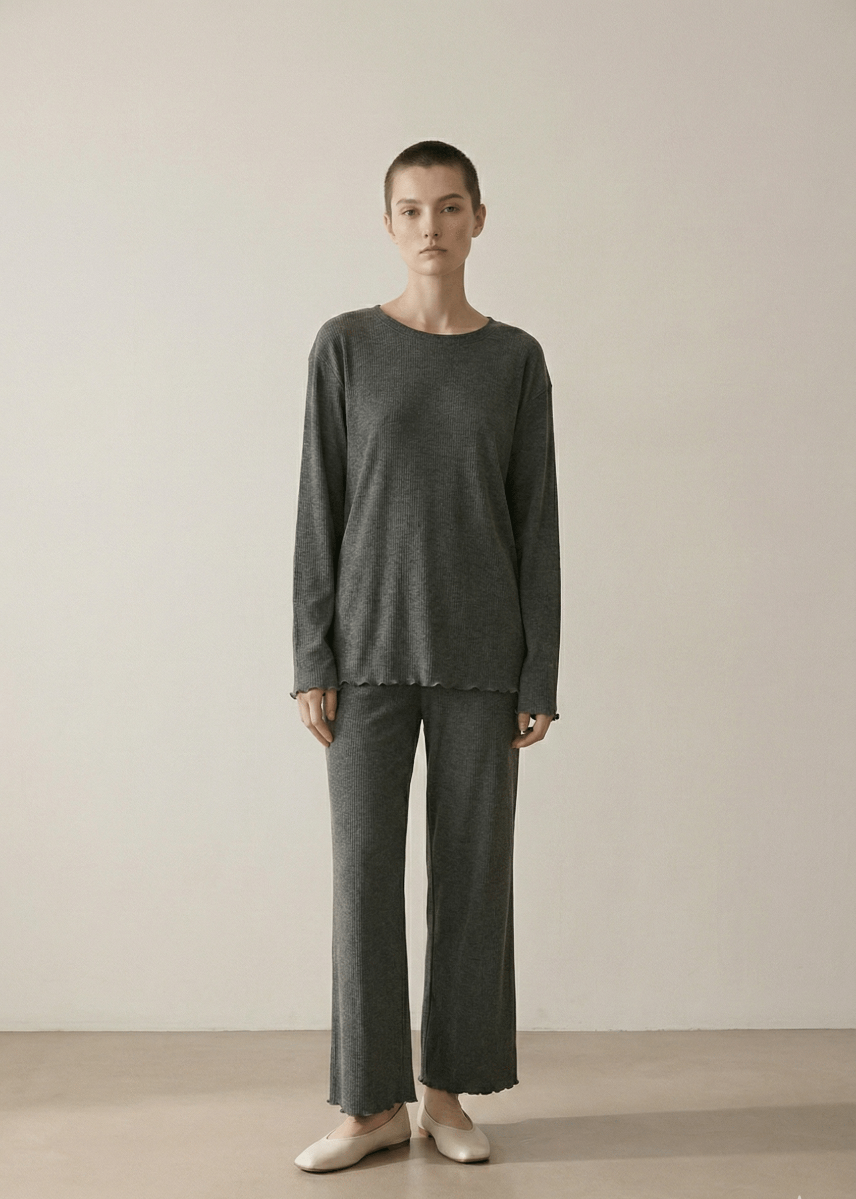  - Ever Lasting - Mira Soft Brushed Knit Lounge Set / Deep Charcoal Gray - Pajamas - Ever Lasting