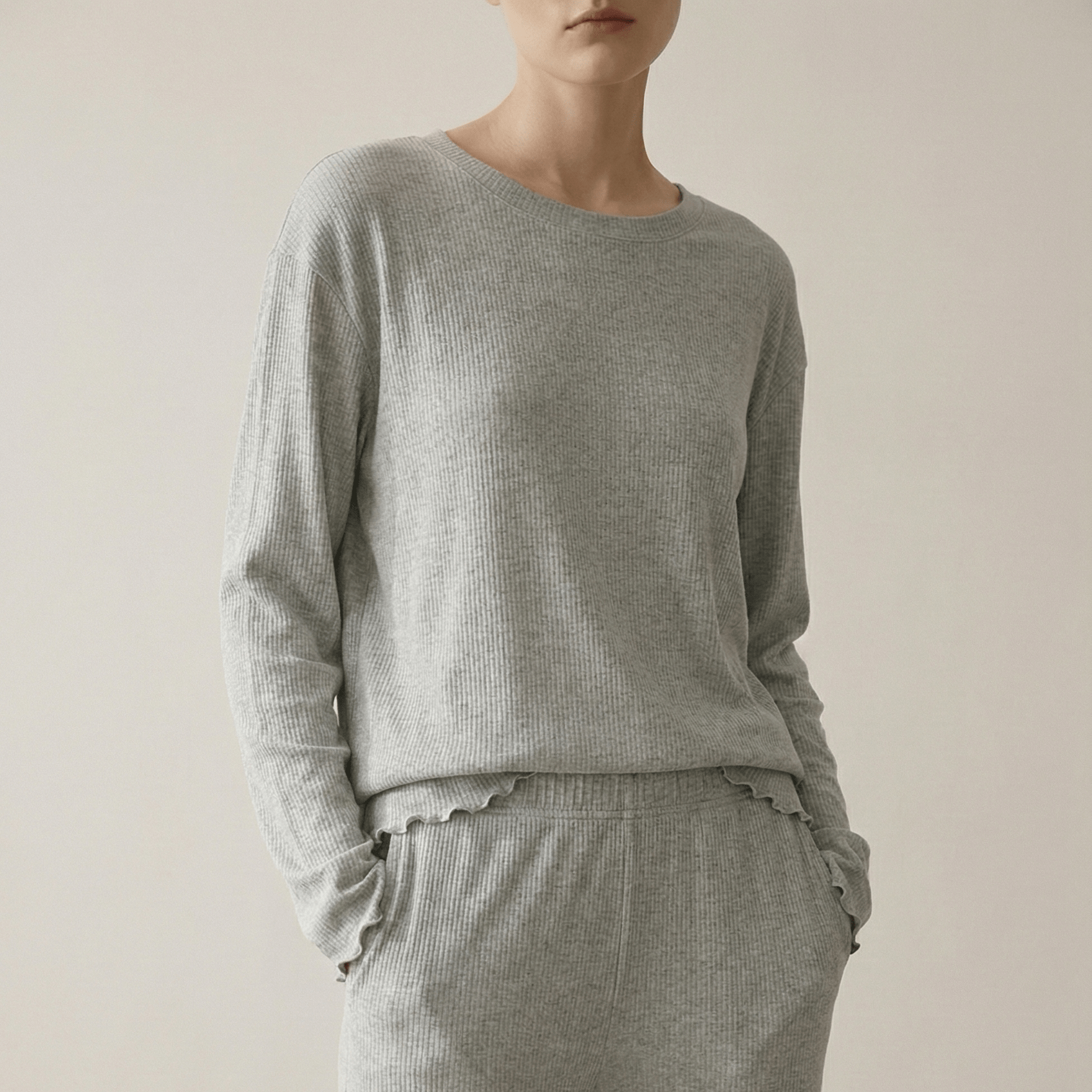  - Ever Lasting - Mira Soft Brushed Knit Lounge Set / Deep Charcoal Gray - Pajamas - Ever Lasting