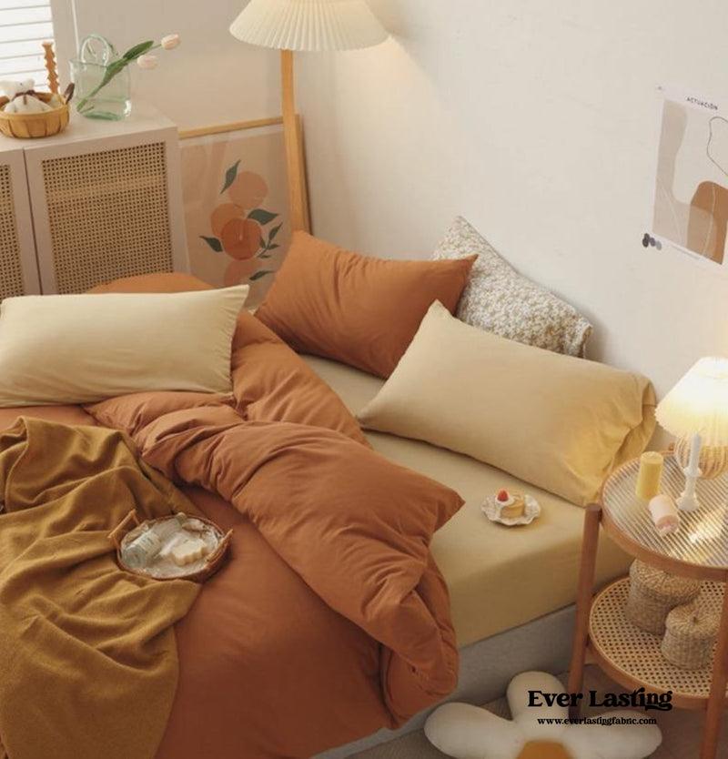 Mixed Color Bedding Set / Custard + Orange - Ever Lasting