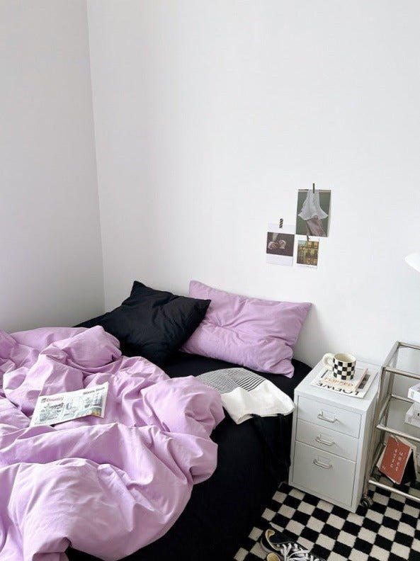 - Ever Lasting - Mixed Color Bedding Set / Pastel Pink + Black - Bedding Set - Ever Lasting