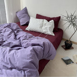 Mixed Color Berry Crush Washed Cotton Bedding Bundle Stripe + Purple / Small Flat Set